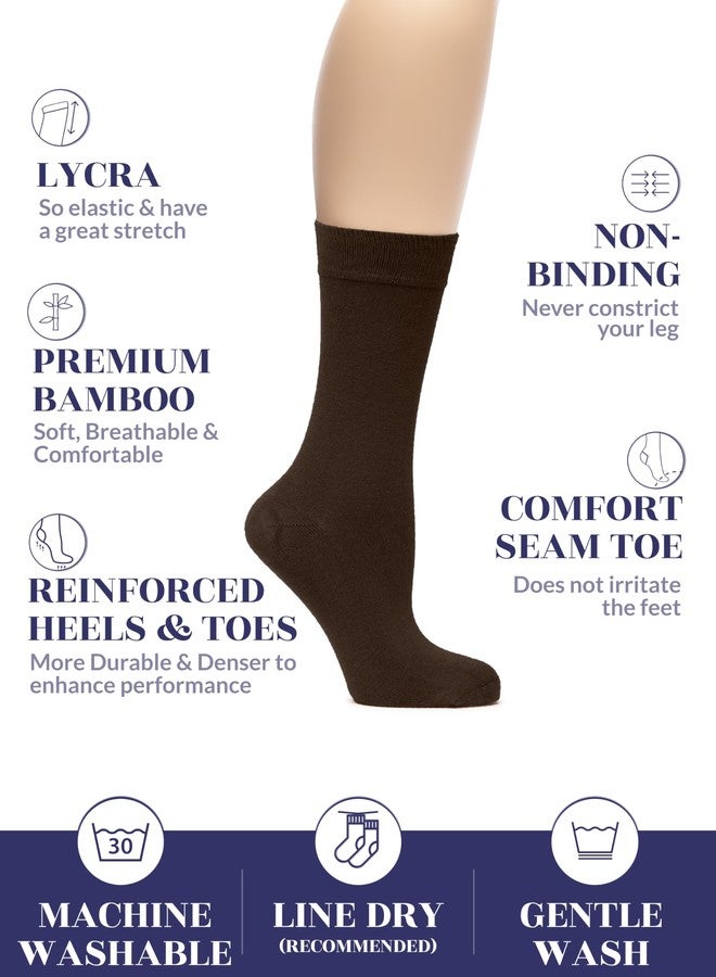 Hugh Ugoli Womens Cute Neutral Color Rayon Crew Socks, Aesthetic Girl Clothes, Soft, Fall Colored, 3 Pairs, Beige/Dark Beige/Brown, Shoe Size: 6-9 - Image 2